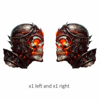 Skull Armor Fire Bright Vinyl Sticker Decal