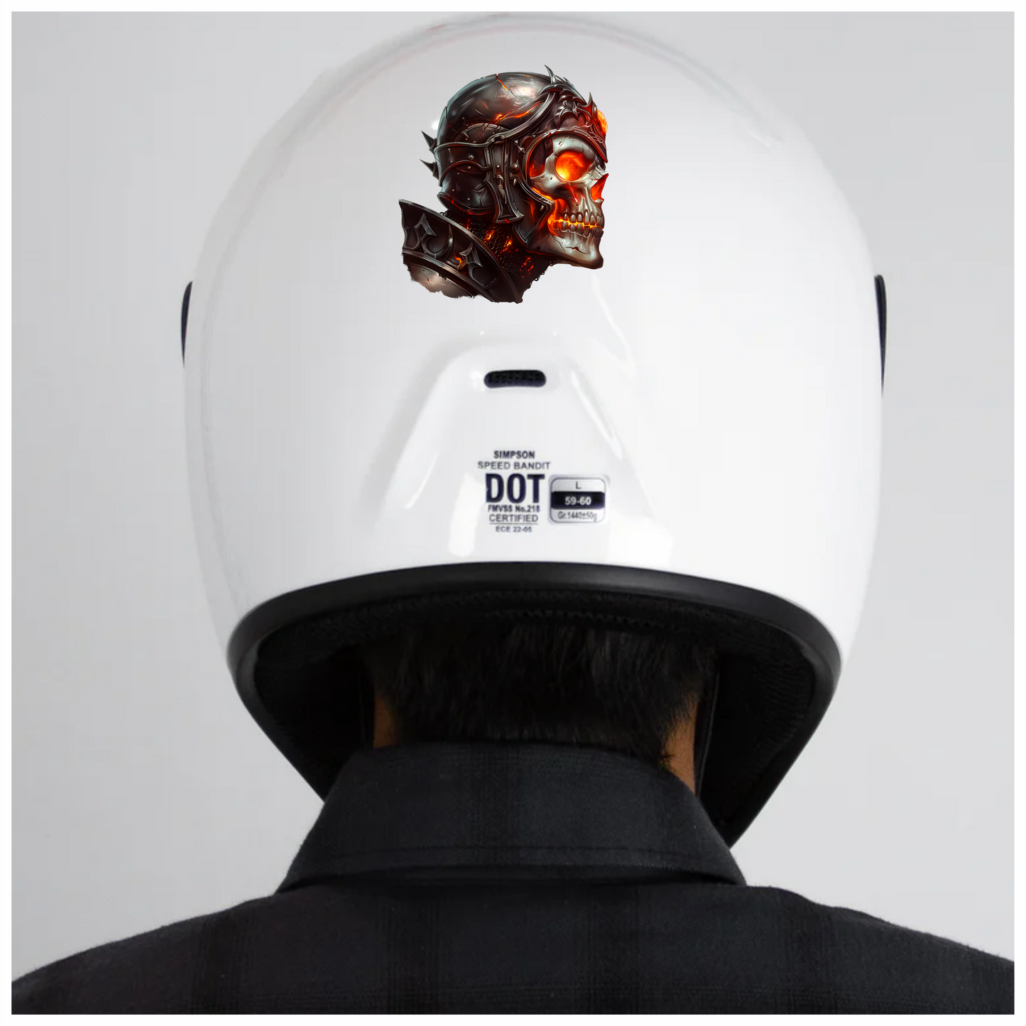 Skull Armor Fire Bright Vinyl Sticker Decal