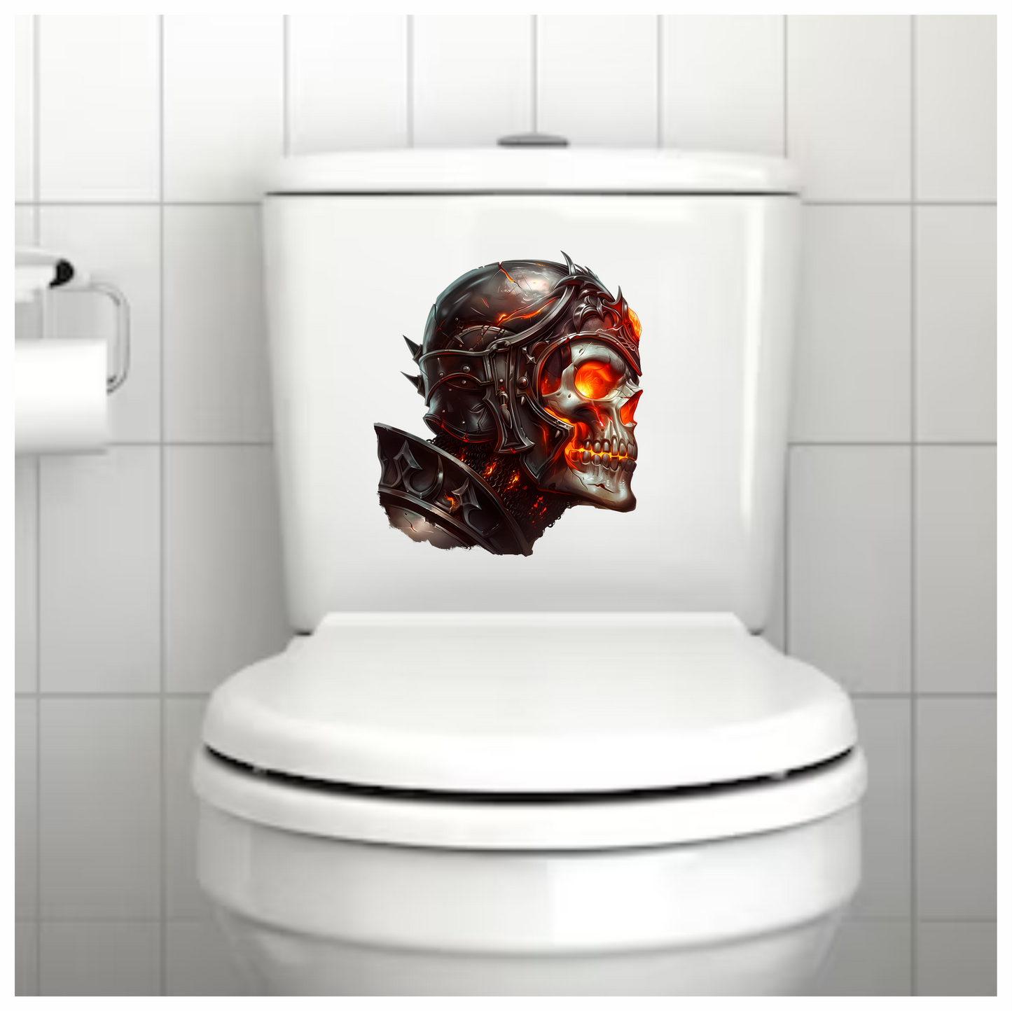 Skull Armor Fire Bright Vinyl Sticker Decal