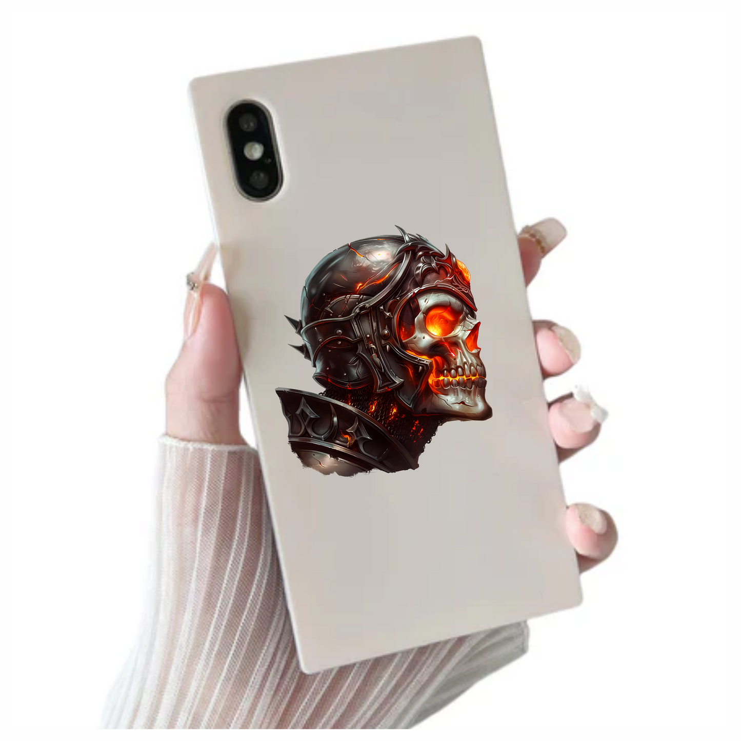 Skull Armor Fire Bright Vinyl Sticker Decal