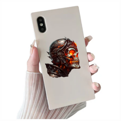 Skull Armor Fire Bright Vinyl Sticker Decal