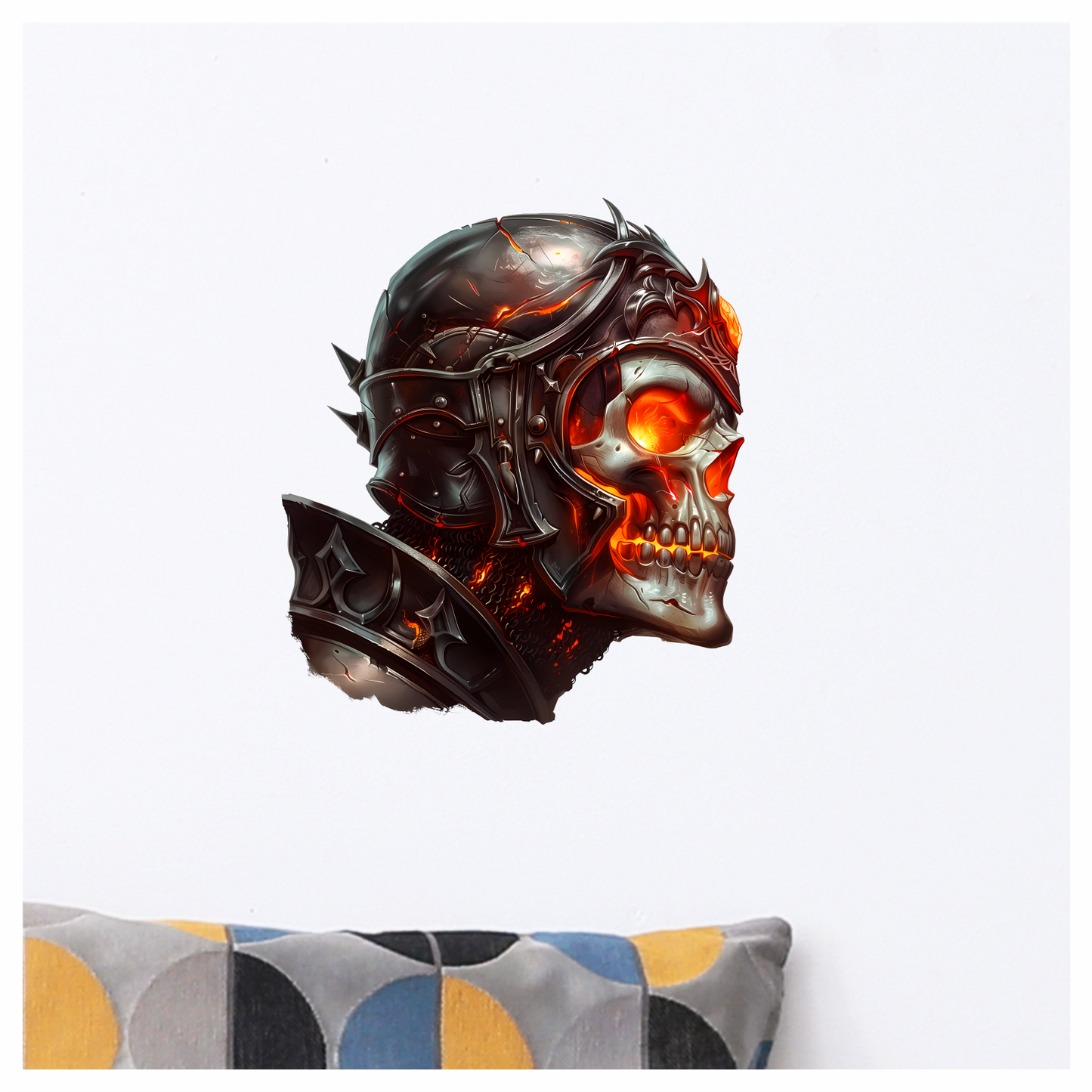 Skull Armor Fire Bright Vinyl Sticker Decal