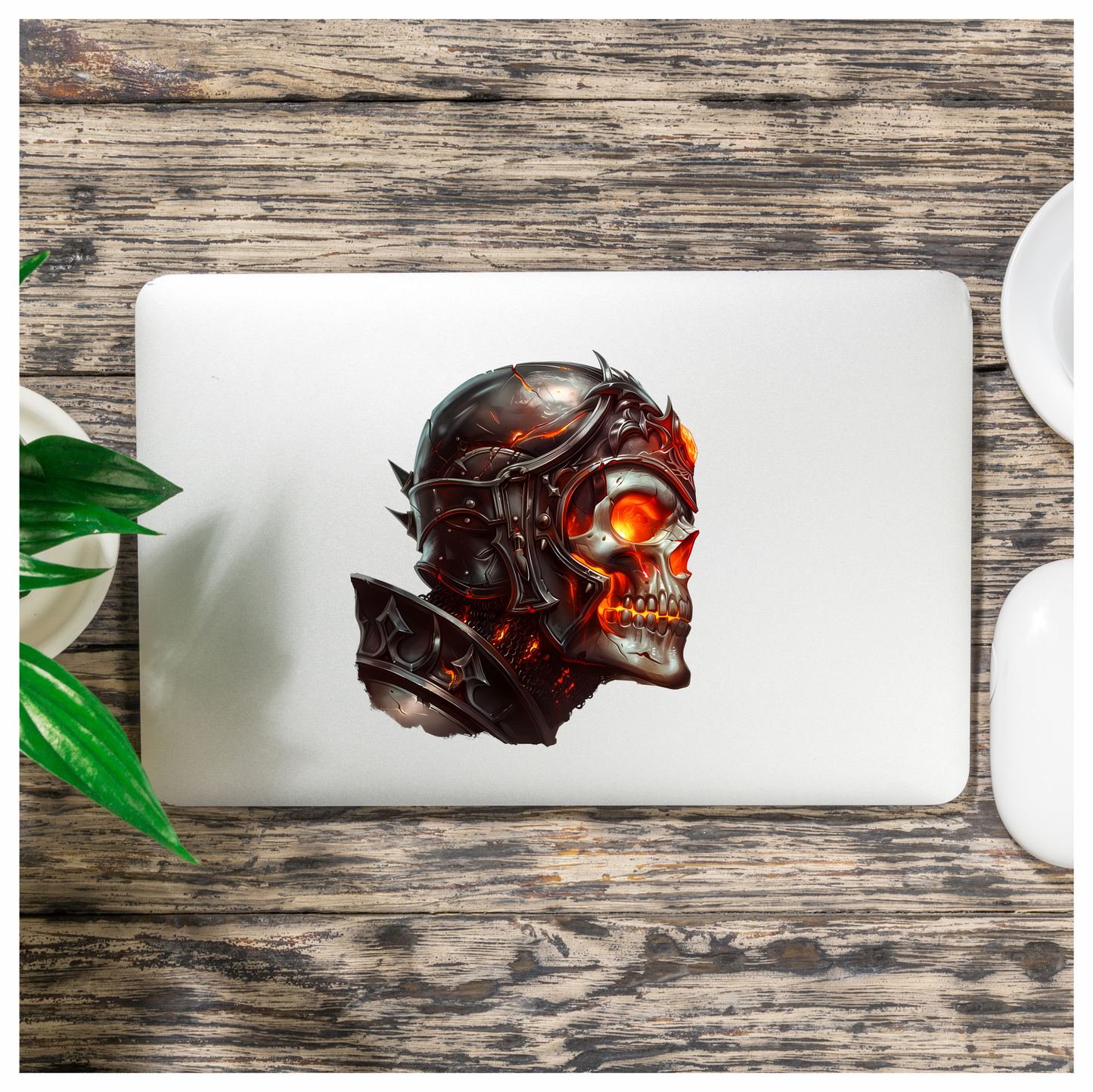 Skull Armor Fire Bright Vinyl Sticker Decal