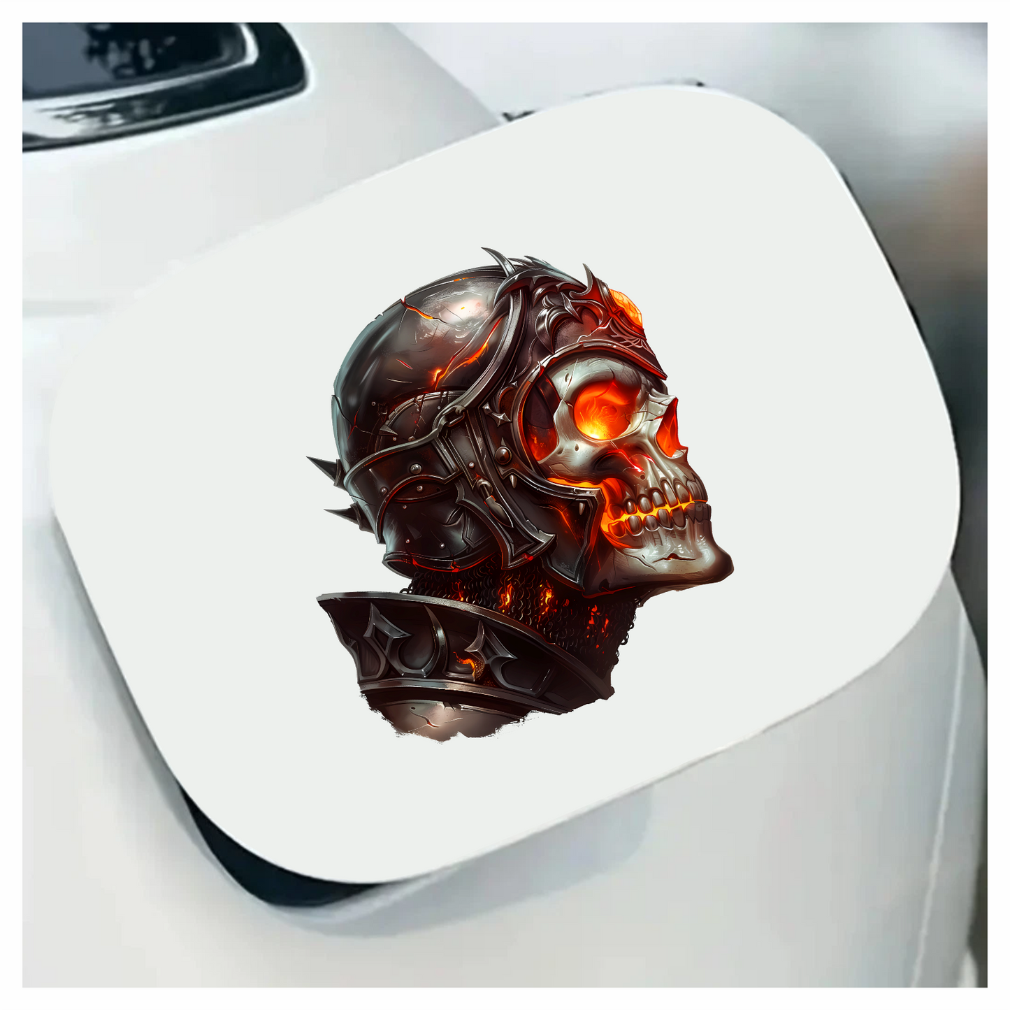 Skull Armor Fire Bright Vinyl Sticker Decal