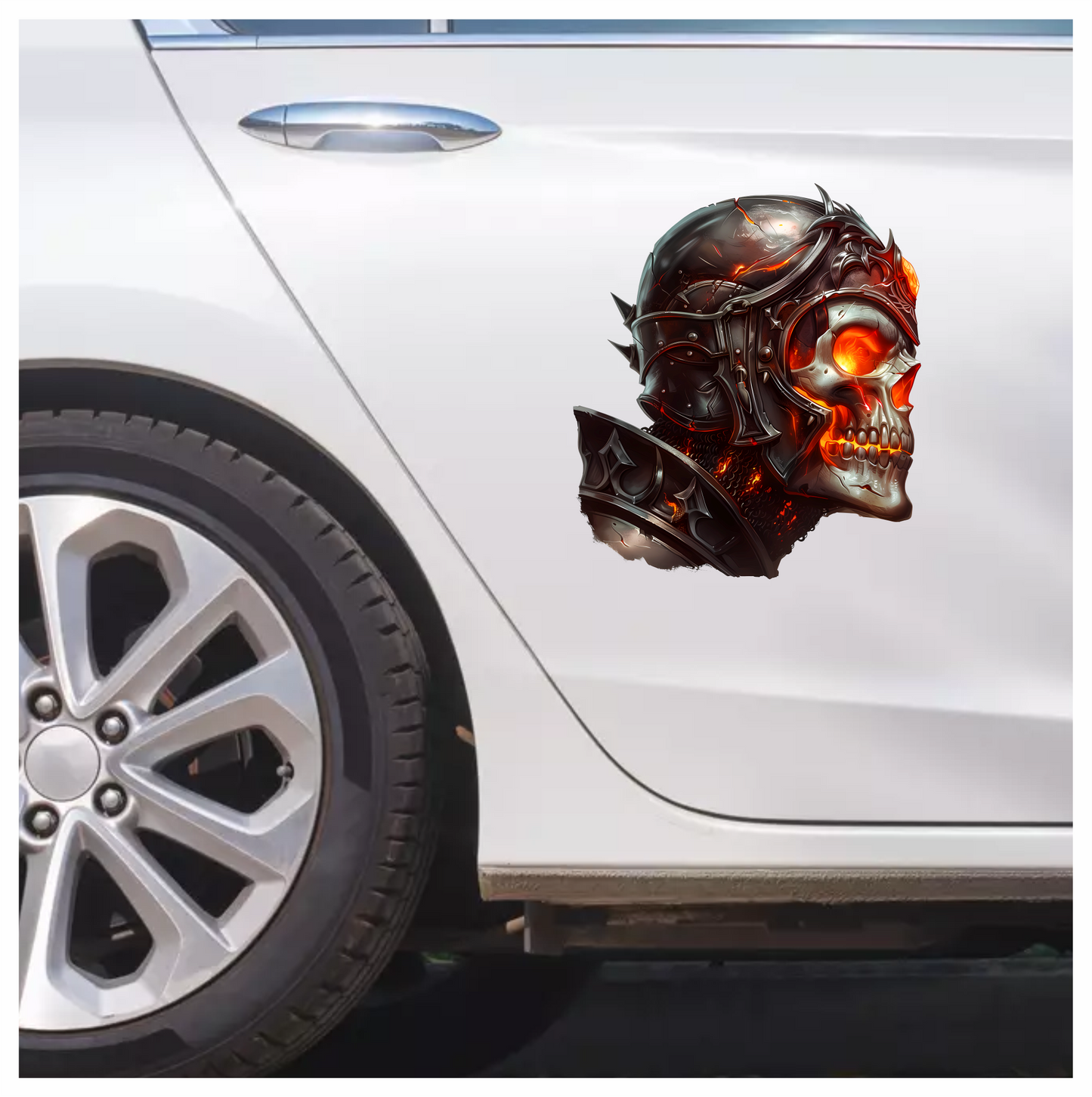 Skull Armor Fire Bright Vinyl Sticker Decal