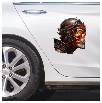 Skull Armor Fire Bright Vinyl Sticker Decal