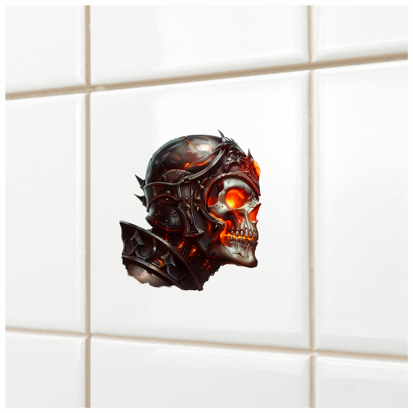 Skull Armor Fire Bright Vinyl Sticker Decal
