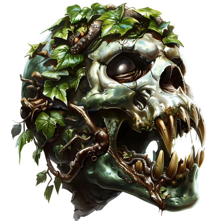 Skull Green Leaves Teeth Snake Vinyl Sticker Decal