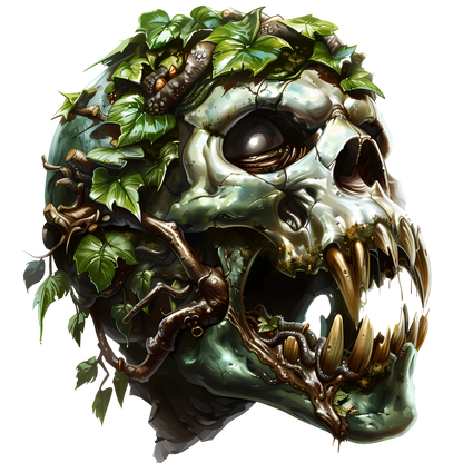 Skull Green Leaves Teeth Snake Vinyl Sticker Decal