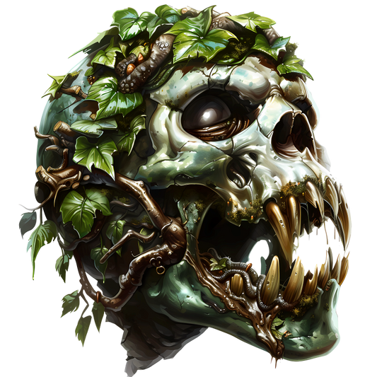 Skull Green Leaves Teeth Snake Vinyl Sticker Decal