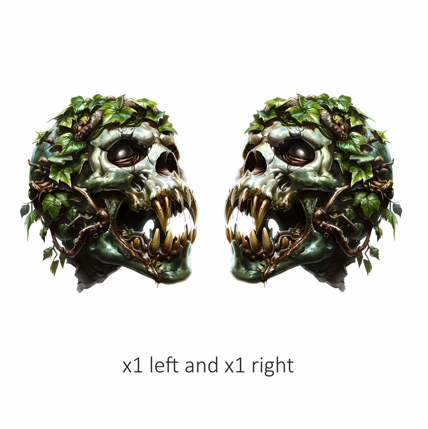Skull Green Leaves Teeth Snake Vinyl Sticker Decal