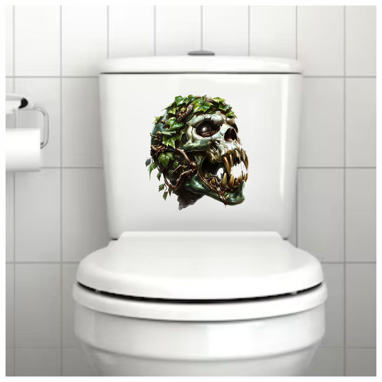 Skull Green Leaves Teeth Snake Vinyl Sticker Decal