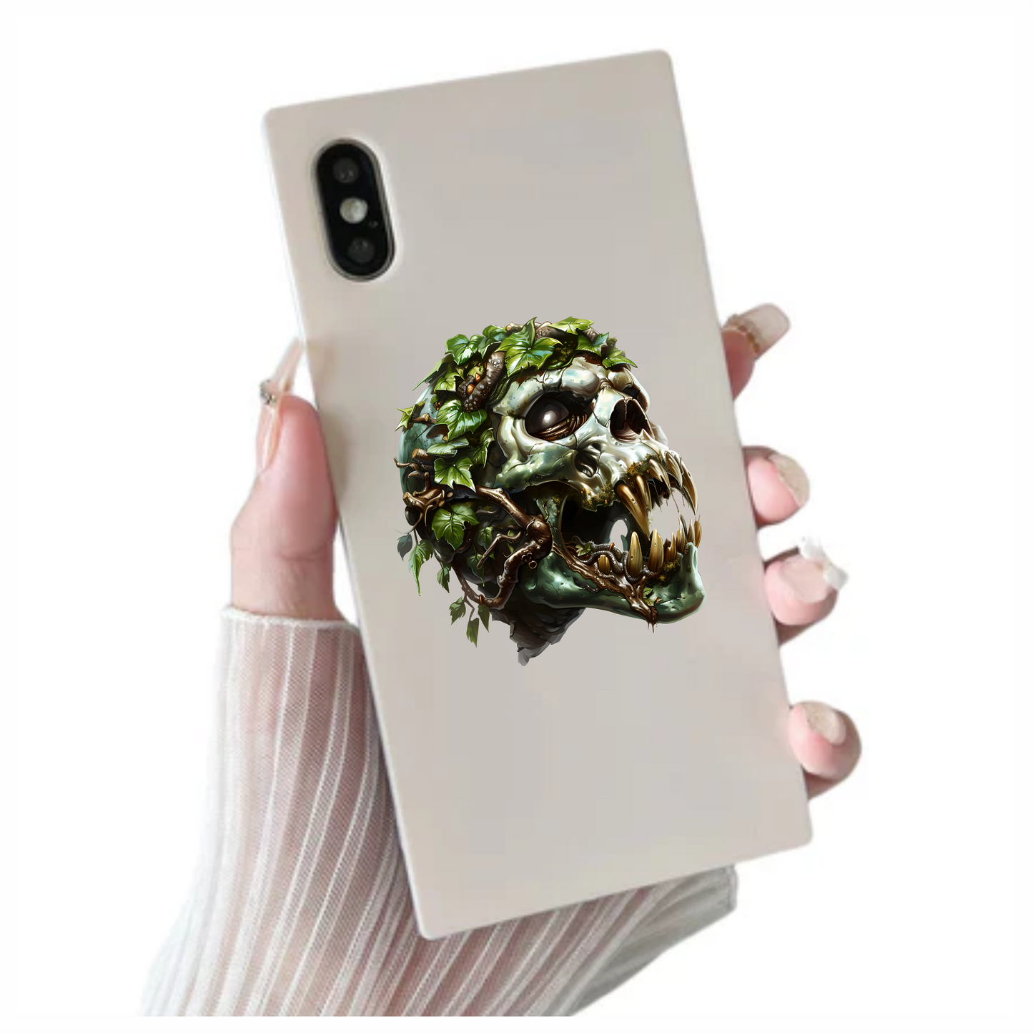 Skull Green Leaves Teeth Snake Vinyl Sticker Decal