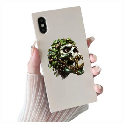 Skull Green Leaves Teeth Snake Vinyl Sticker Decal