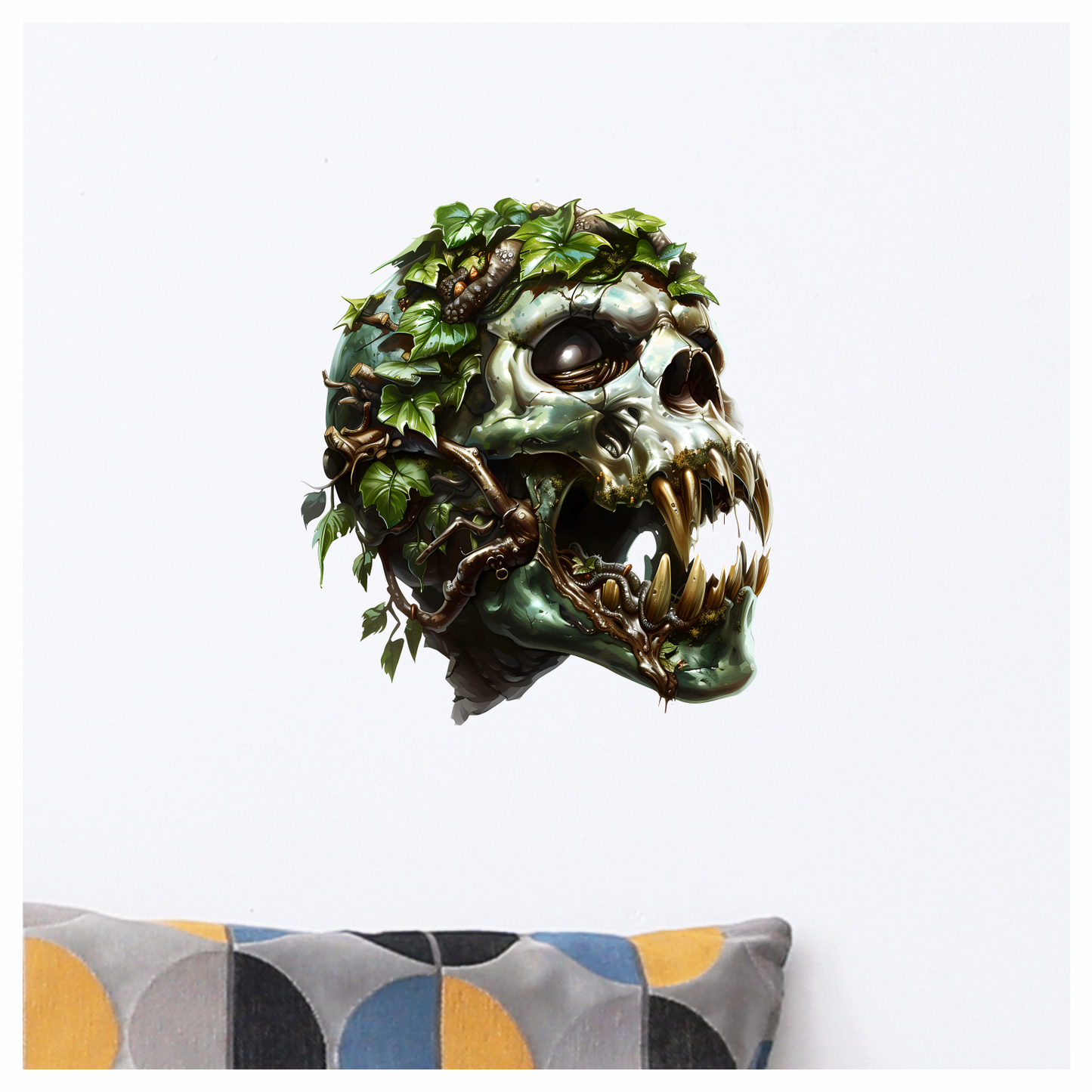 Skull Green Leaves Teeth Snake Vinyl Sticker Decal