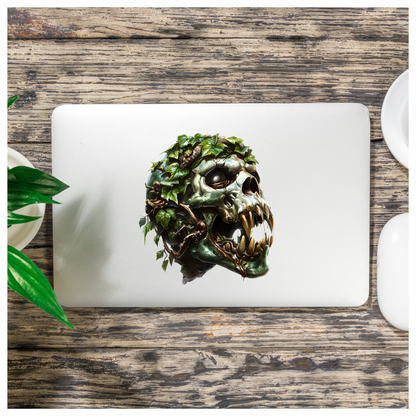 Skull Green Leaves Teeth Snake Vinyl Sticker Decal