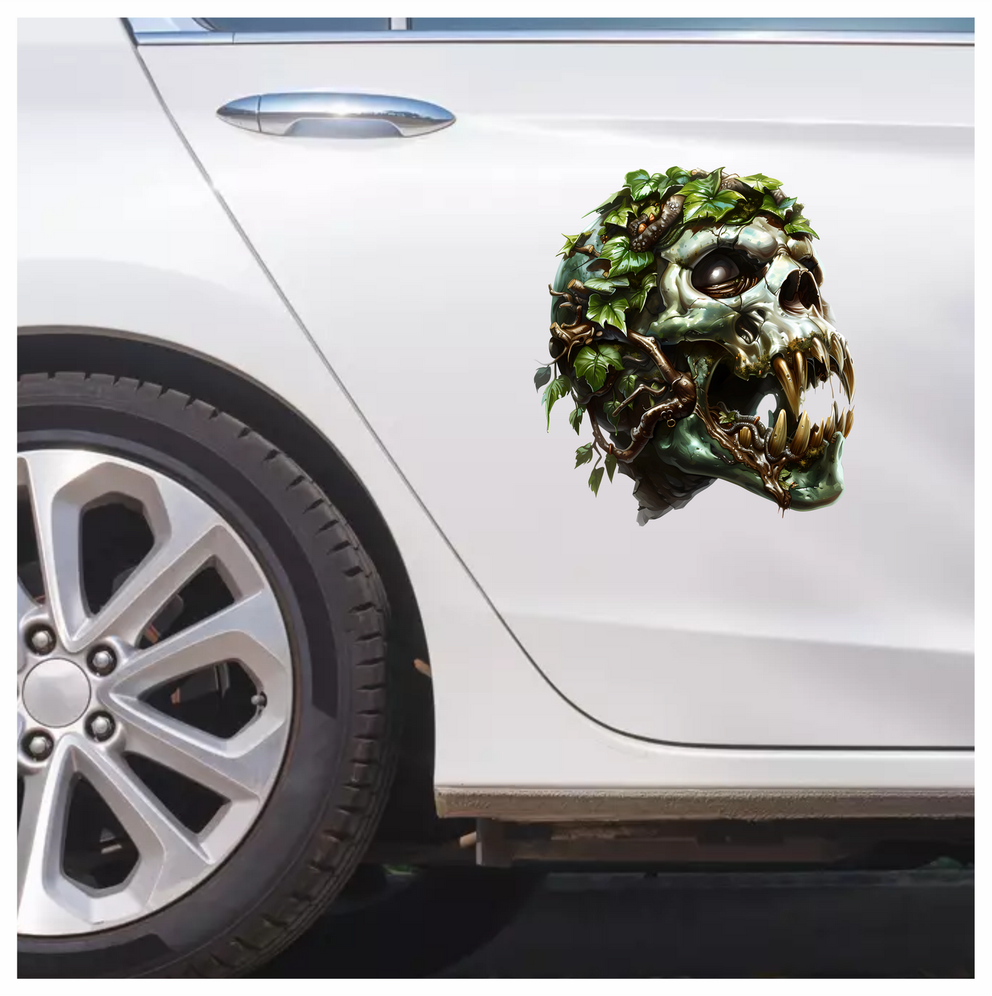 Skull Green Leaves Teeth Snake Vinyl Sticker Decal