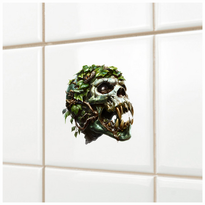 Skull Green Leaves Teeth Snake Vinyl Sticker Decal
