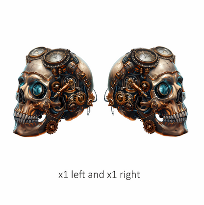 Steampunk Skull Mechanical Clock Gears Blue Vinyl Sticker Decal