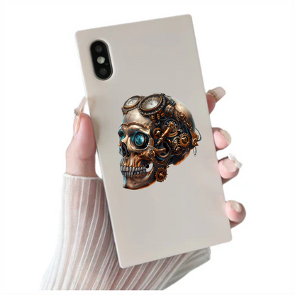 Steampunk Skull Mechanical Clock Gears Blue Vinyl Sticker Decal