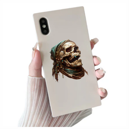 Skull, Headscarf, Jewelry, Brown, Beads, Vinyl Sticker Decal