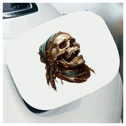 Skull, Headscarf, Jewelry, Brown, Beads, Vinyl Sticker Decal