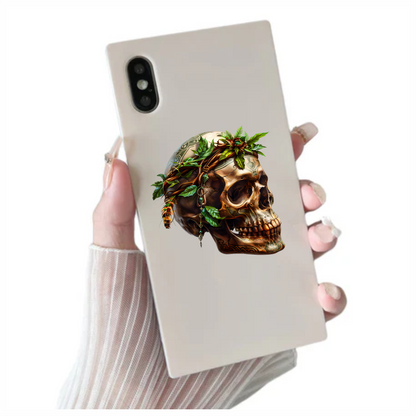 Skull Green Leaves Brown Feathers Nature Plant Vinyl Sticker Decal
