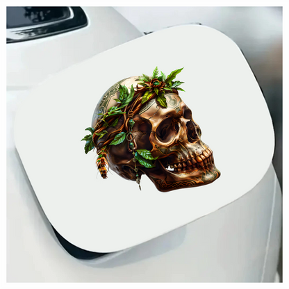 Skull Green Leaves Brown Feathers Nature Plant Vinyl Sticker Decal