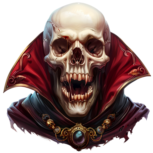 Skull Red Cloak Teeth Necklace Vinyl Sticker Decal