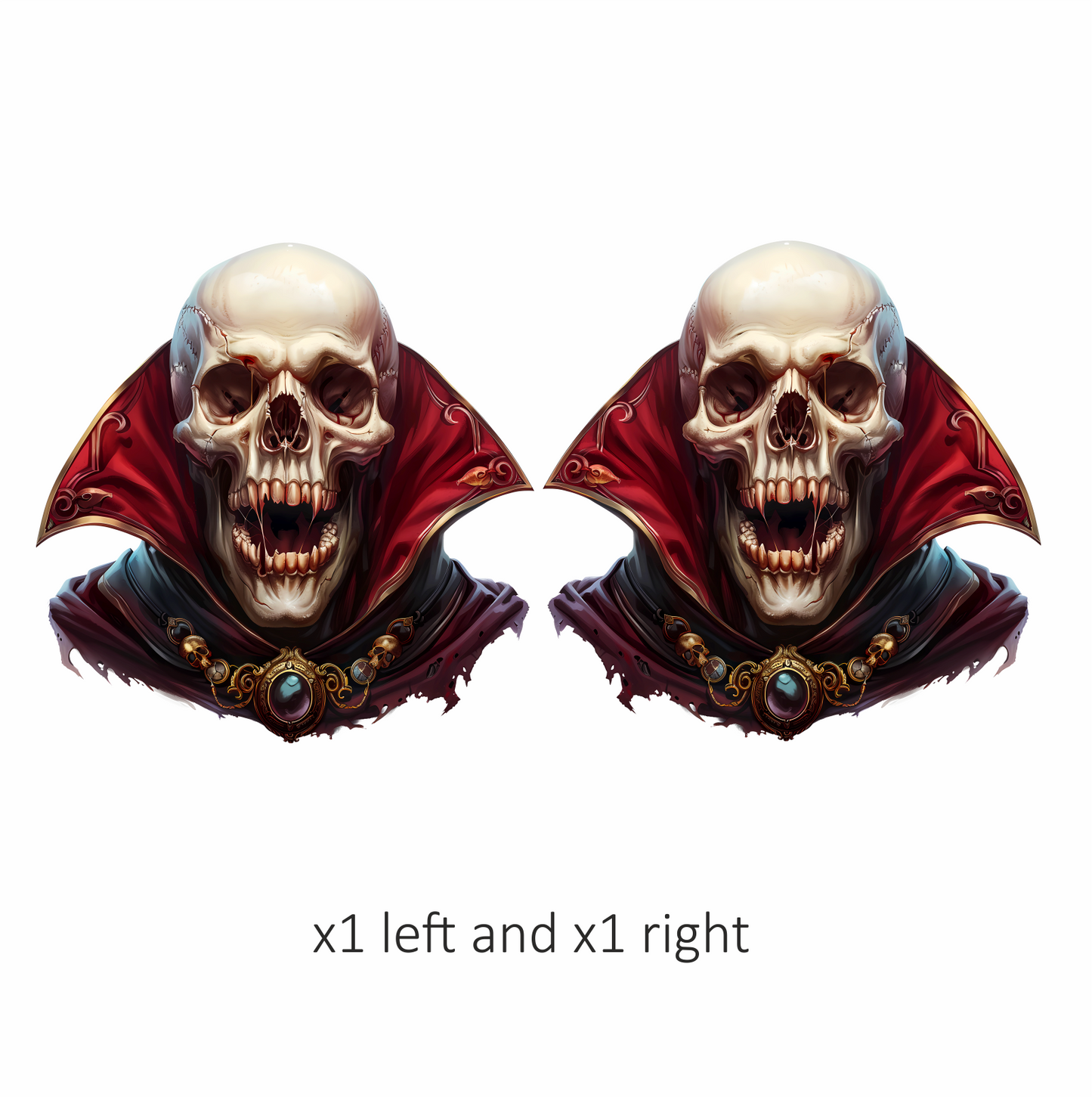 Skull Red Cloak Teeth Necklace Vinyl Sticker Decal