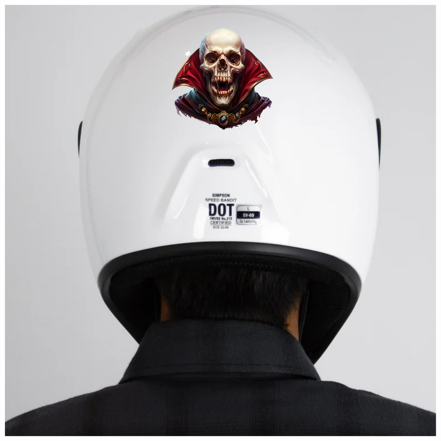 Skull Red Cloak Teeth Necklace Vinyl Sticker Decal