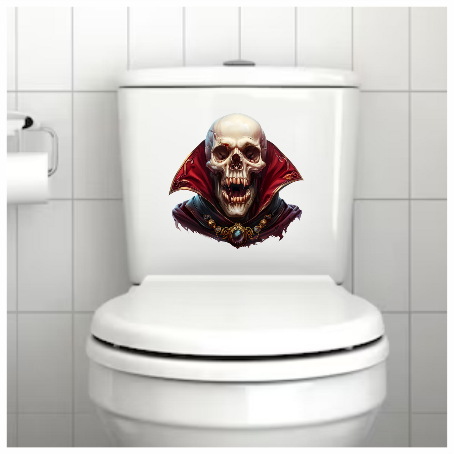 Skull Red Cloak Teeth Necklace Vinyl Sticker Decal