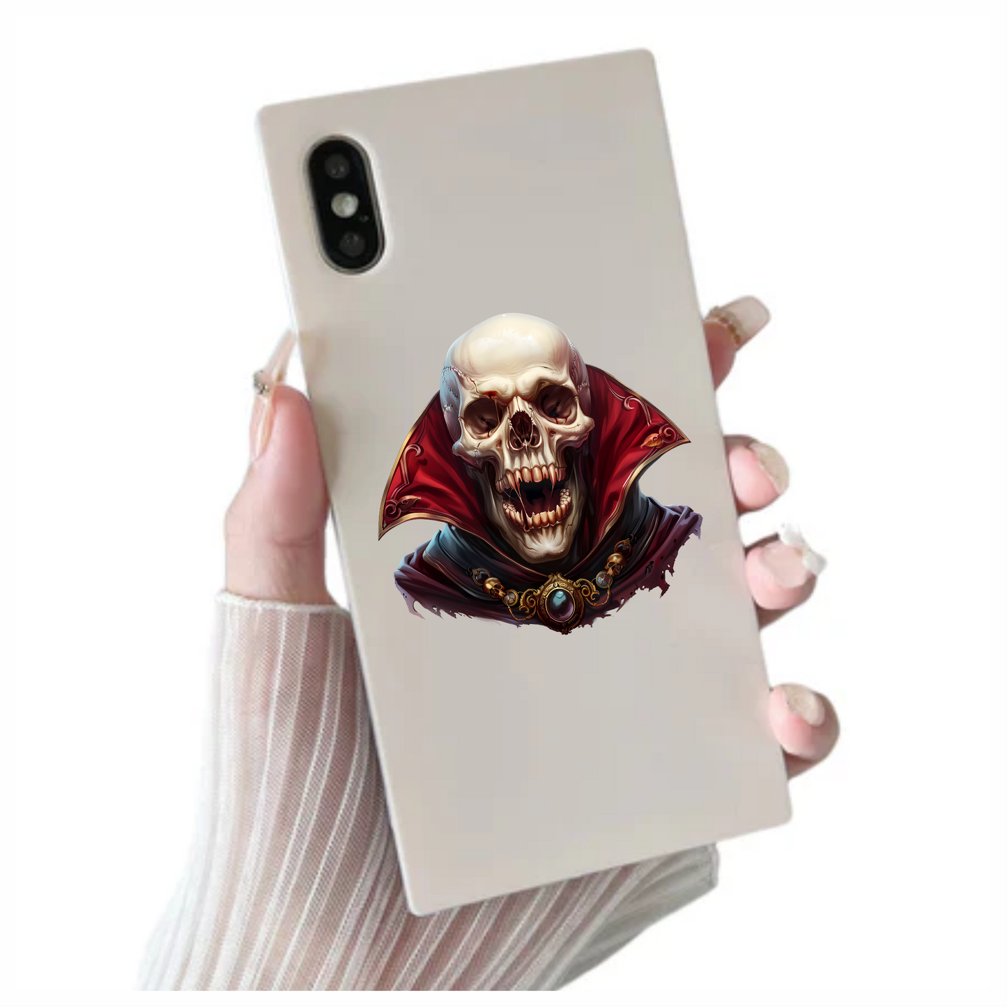 Skull Red Cloak Teeth Necklace Vinyl Sticker Decal