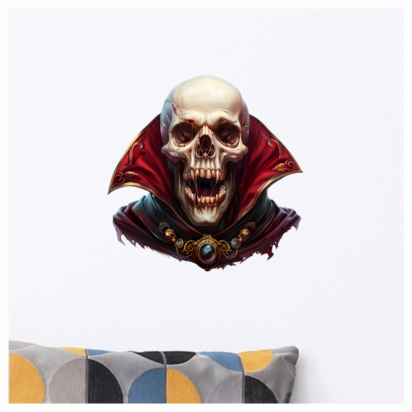 Skull Red Cloak Teeth Necklace Vinyl Sticker Decal