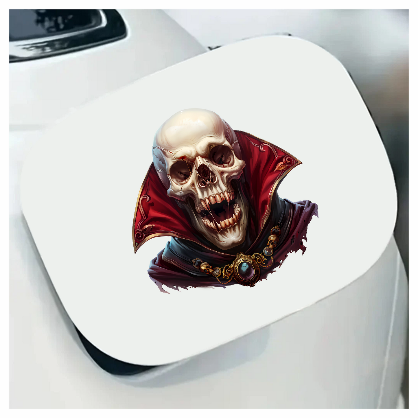 Skull Red Cloak Teeth Necklace Vinyl Sticker Decal
