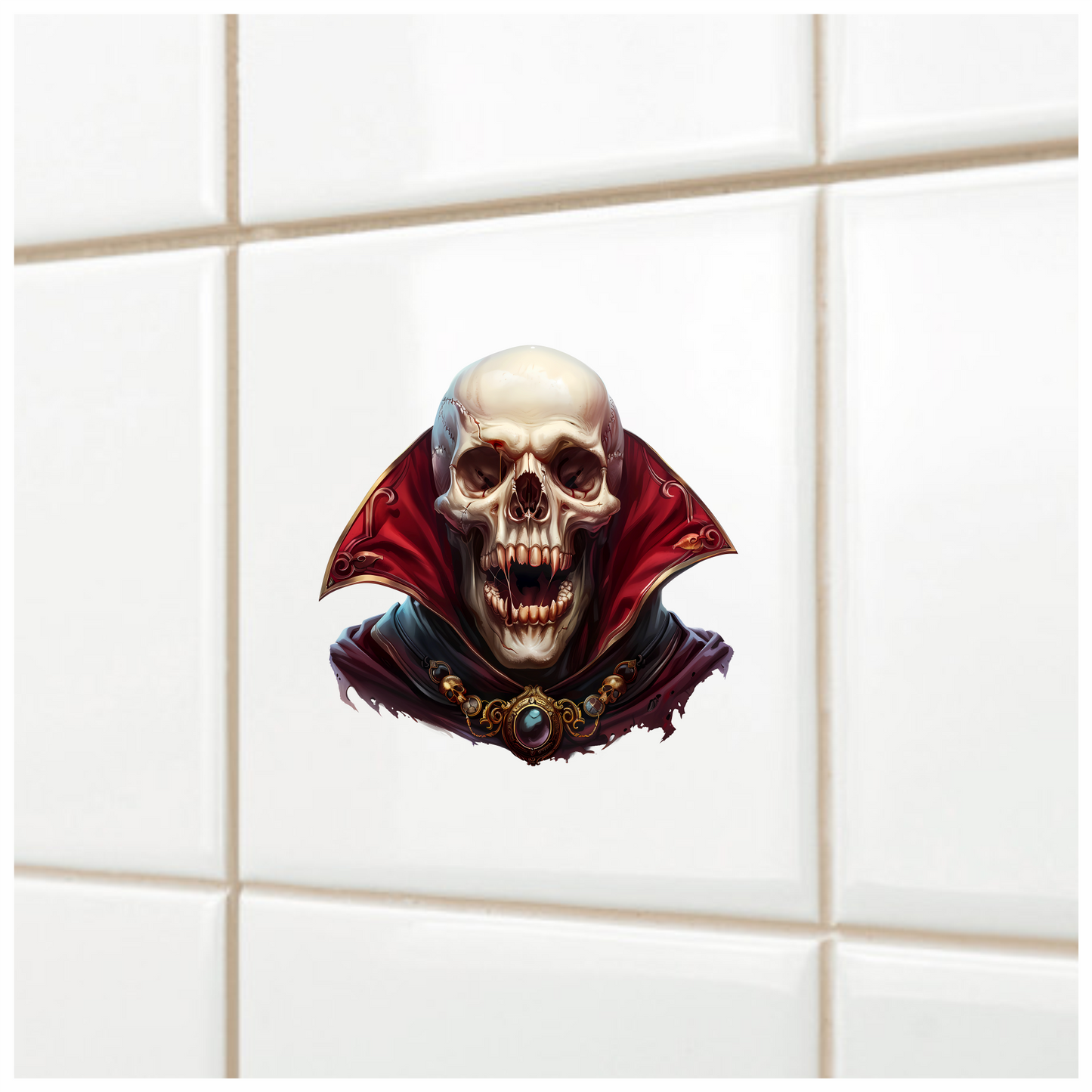 Skull Red Cloak Teeth Necklace Vinyl Sticker Decal