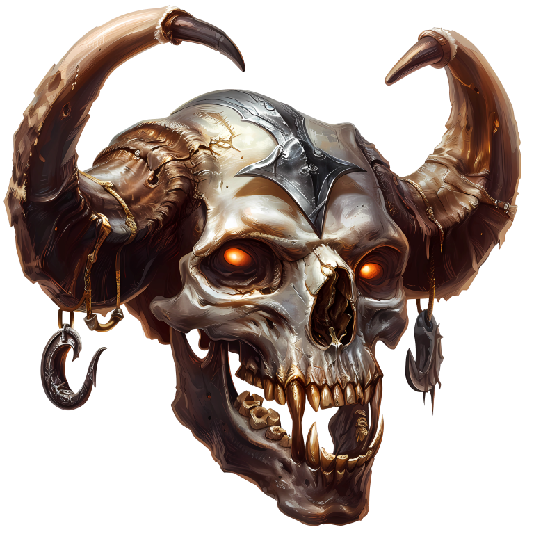 Skull, Horns, Orange, Beast, Dark, Decayed Vinyl Sticker Decal