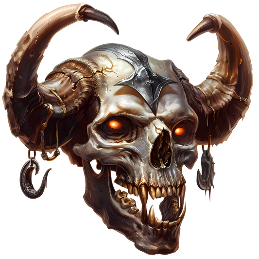 Skull, Horns, Orange, Beast, Dark, Decayed Vinyl Sticker Decal