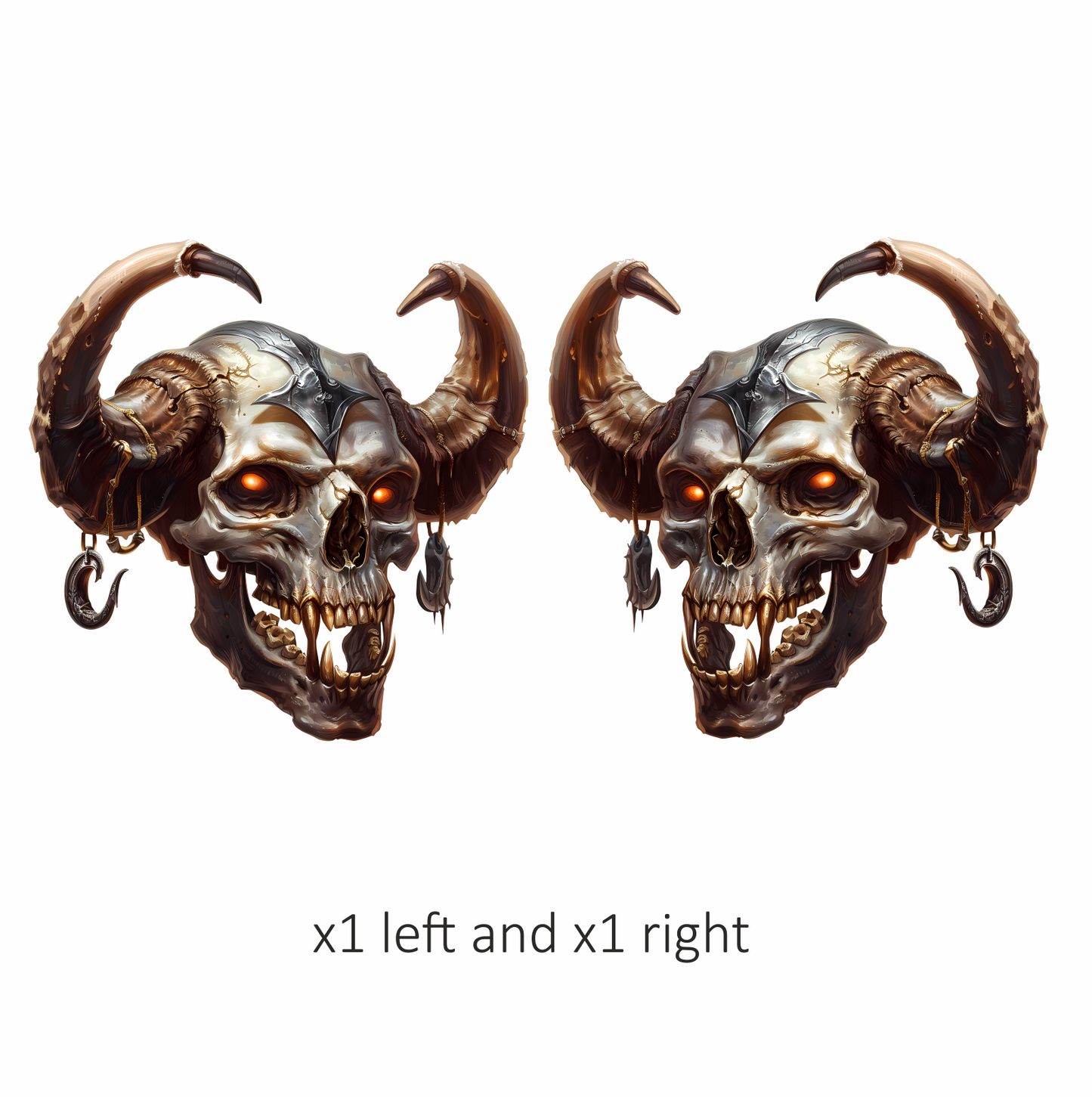 Skull, Horns, Orange, Beast, Dark, Decayed Vinyl Sticker Decal