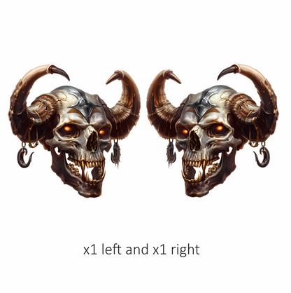 Skull, Horns, Orange, Beast, Dark, Decayed Vinyl Sticker Decal