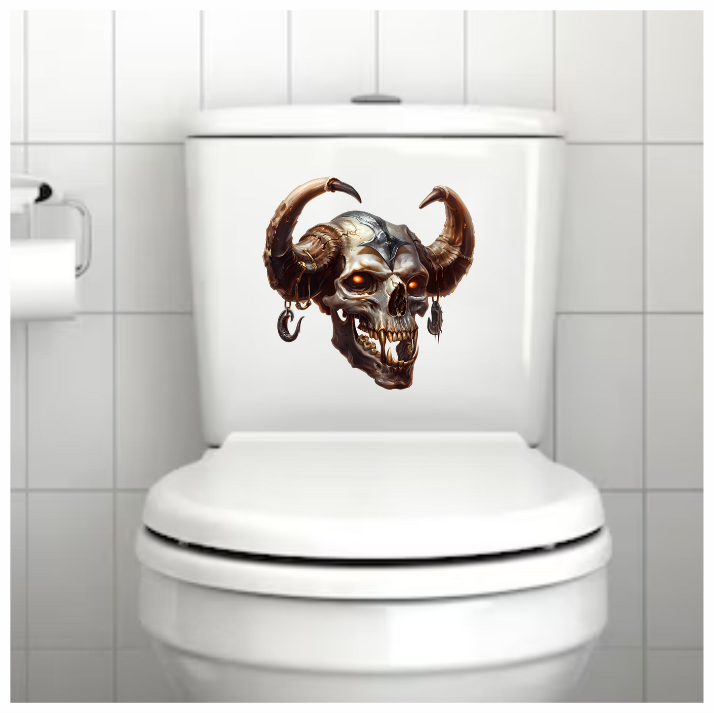 Skull, Horns, Orange, Beast, Dark, Decayed Vinyl Sticker Decal