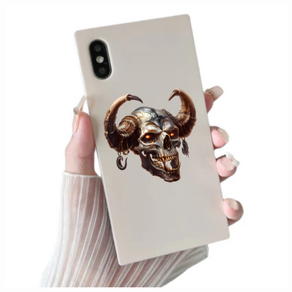 Skull, Horns, Orange, Beast, Dark, Decayed Vinyl Sticker Decal