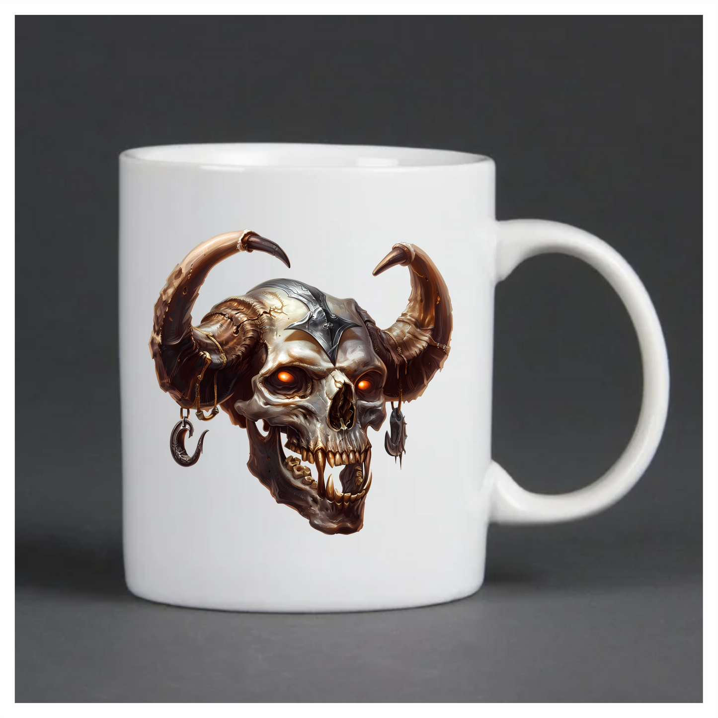 Skull, Horns, Orange, Beast, Dark, Decayed Vinyl Sticker Decal