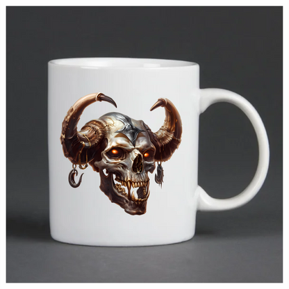 Skull, Horns, Orange, Beast, Dark, Decayed Vinyl Sticker Decal
