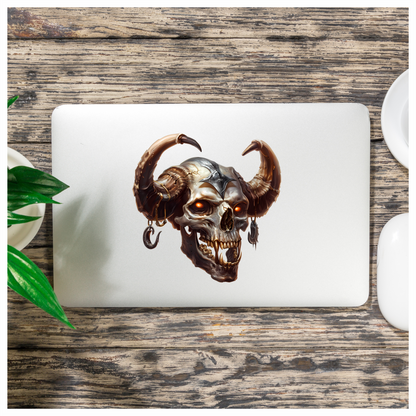 Skull, Horns, Orange, Beast, Dark, Decayed Vinyl Sticker Decal