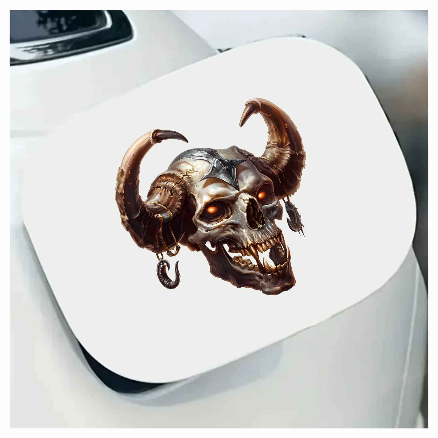 Skull, Horns, Orange, Beast, Dark, Decayed Vinyl Sticker Decal
