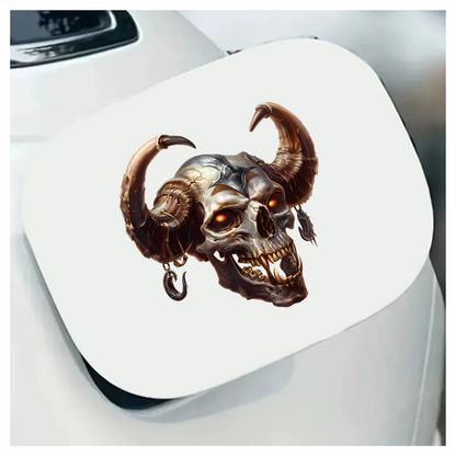 Skull, Horns, Orange, Beast, Dark, Decayed Vinyl Sticker Decal