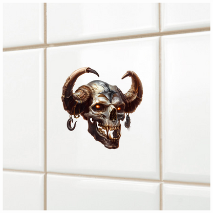 Skull, Horns, Orange, Beast, Dark, Decayed Vinyl Sticker Decal
