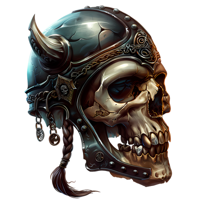 Skull Helmet Viking Silver Horns Vinyl Sticker Decal