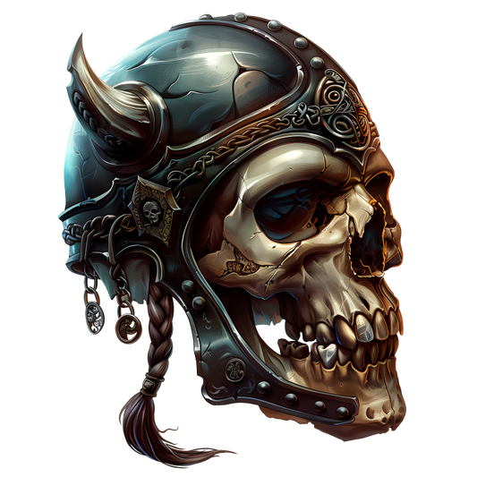 Skull Helmet Viking Silver Horns Vinyl Sticker Decal
